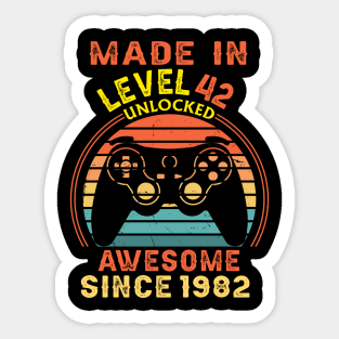 T4681982 Made In Level 42 Unlocked Awesome Since 1982 Sticker
